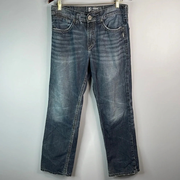 SILVER Grayson Heritage Relaxed Jeans Blue Dark Wash Straight Leg Size 31 - Picture 3 of 13